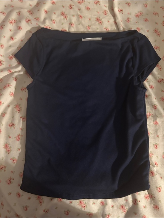 Tops - Cropped Dark Blue Scoop Neck Top